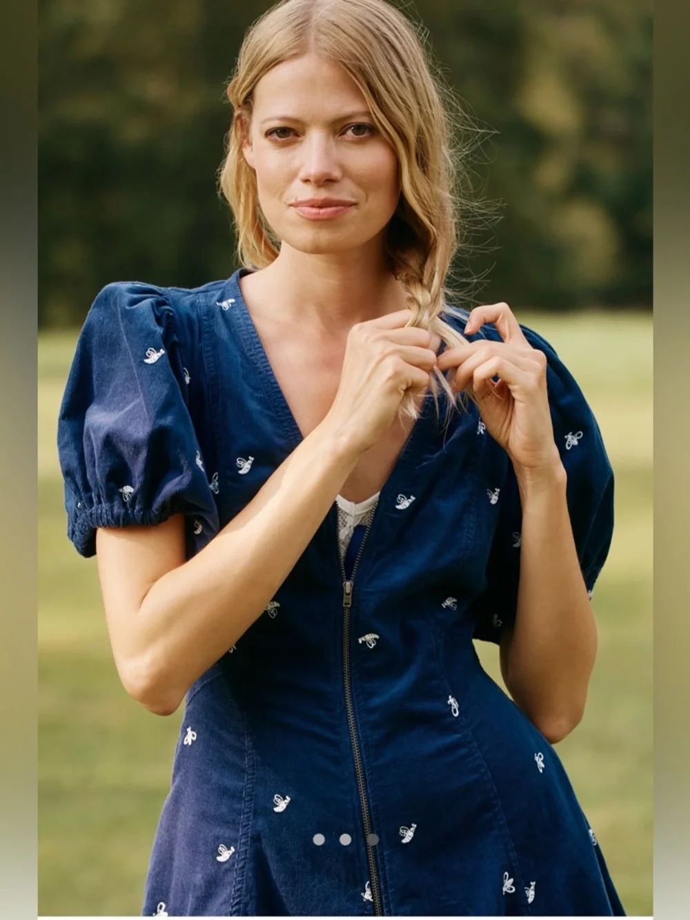 Anthropologie Calder Puff-Sleeve Corduroy Mini Dress NWT - Picture 3 of 6